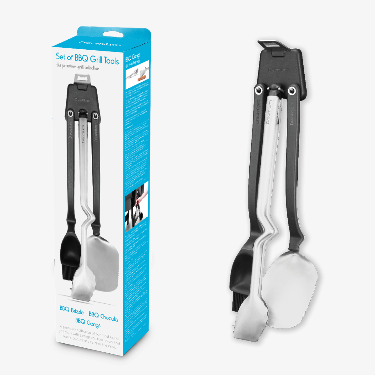 Dreamfarm Set of Premium BBQ Grill Tools BBQ Tongs, Spatula & Baster