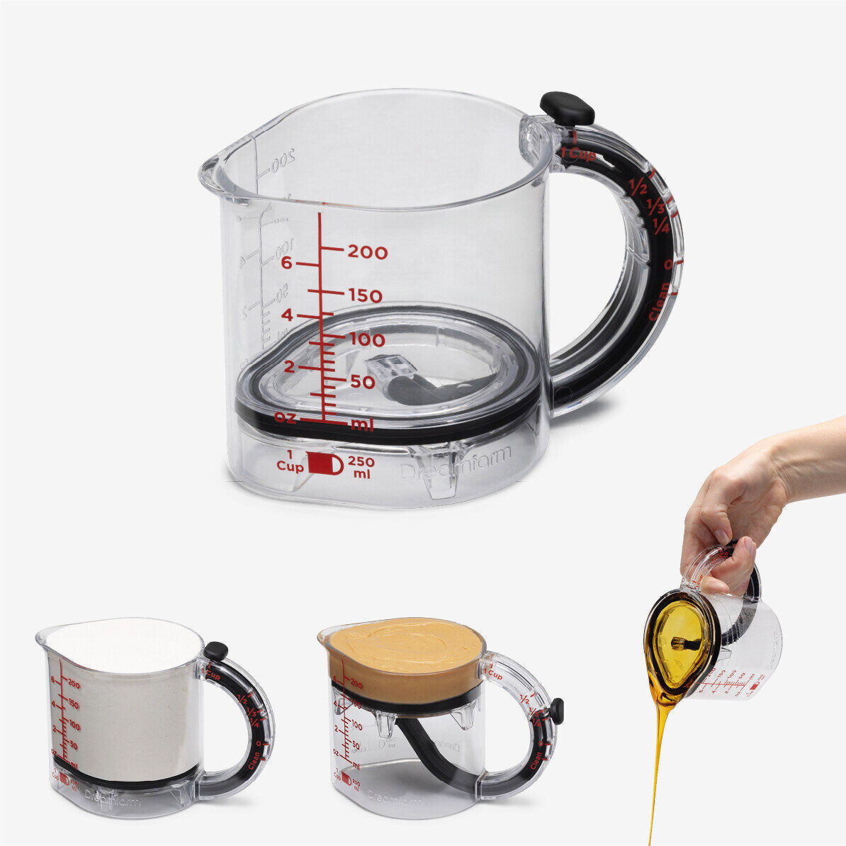 Dreamfarm Upcup Adjustable Measuring Cup That Scrapes Itself Clean